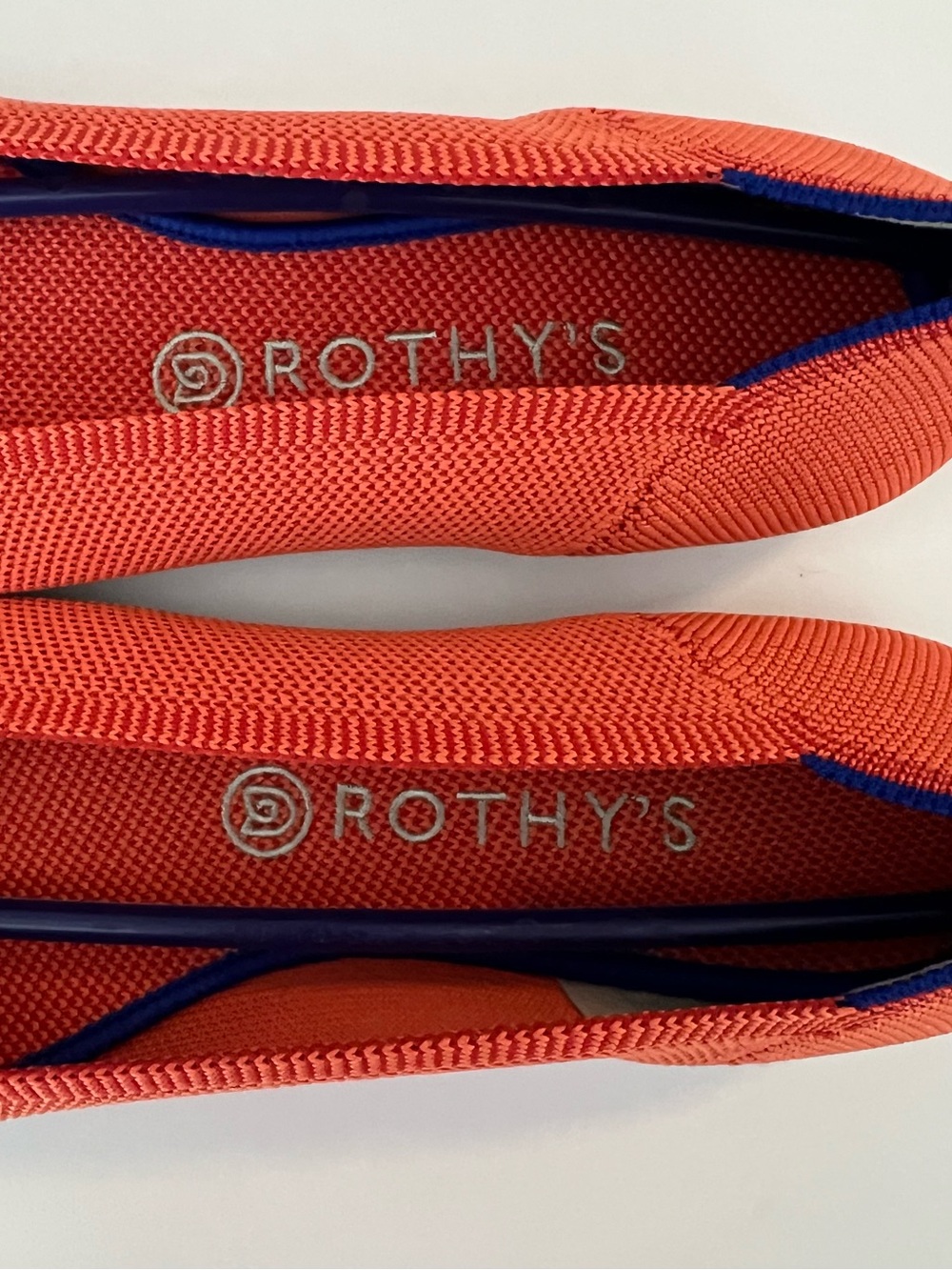 Rothy’s The Point Coral Orange Knit Pointed Toe Flats NWOT Sz 10.5 - Picture 7 of 7